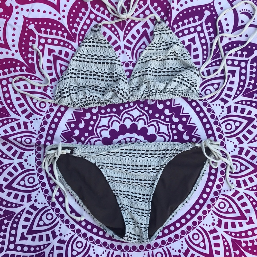 Brown & Tan Sparkle Crochet Swim Suit
